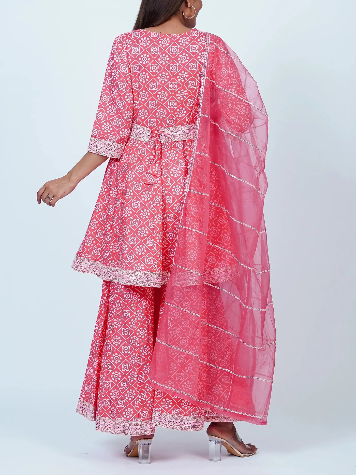 Pink Embroidered Sharara Cotton Suit Set