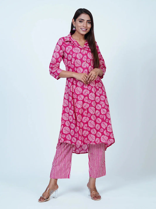 Pink Batik Print Cotton Coord Set