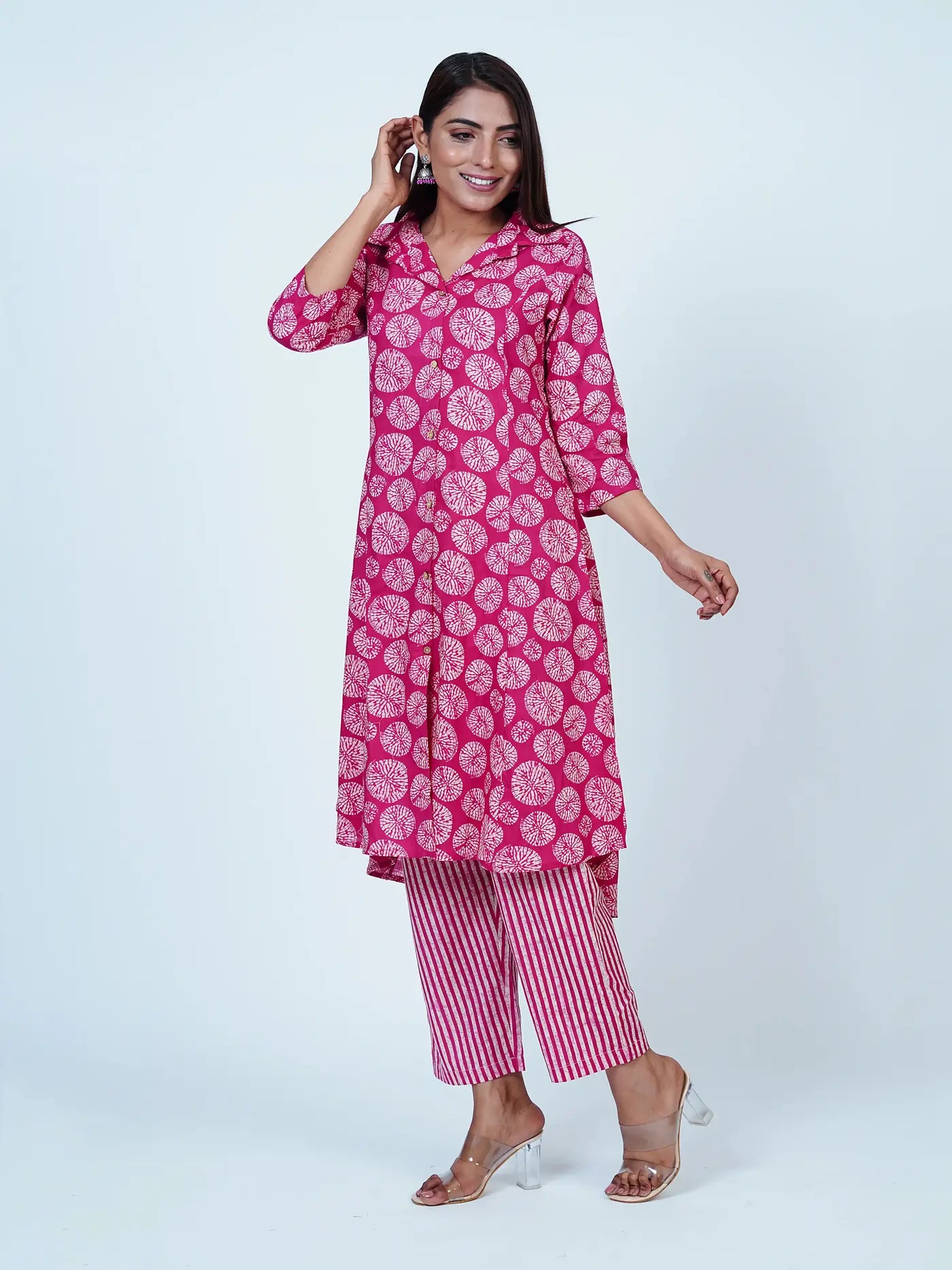 Pink Batik Print Cotton Coord Set