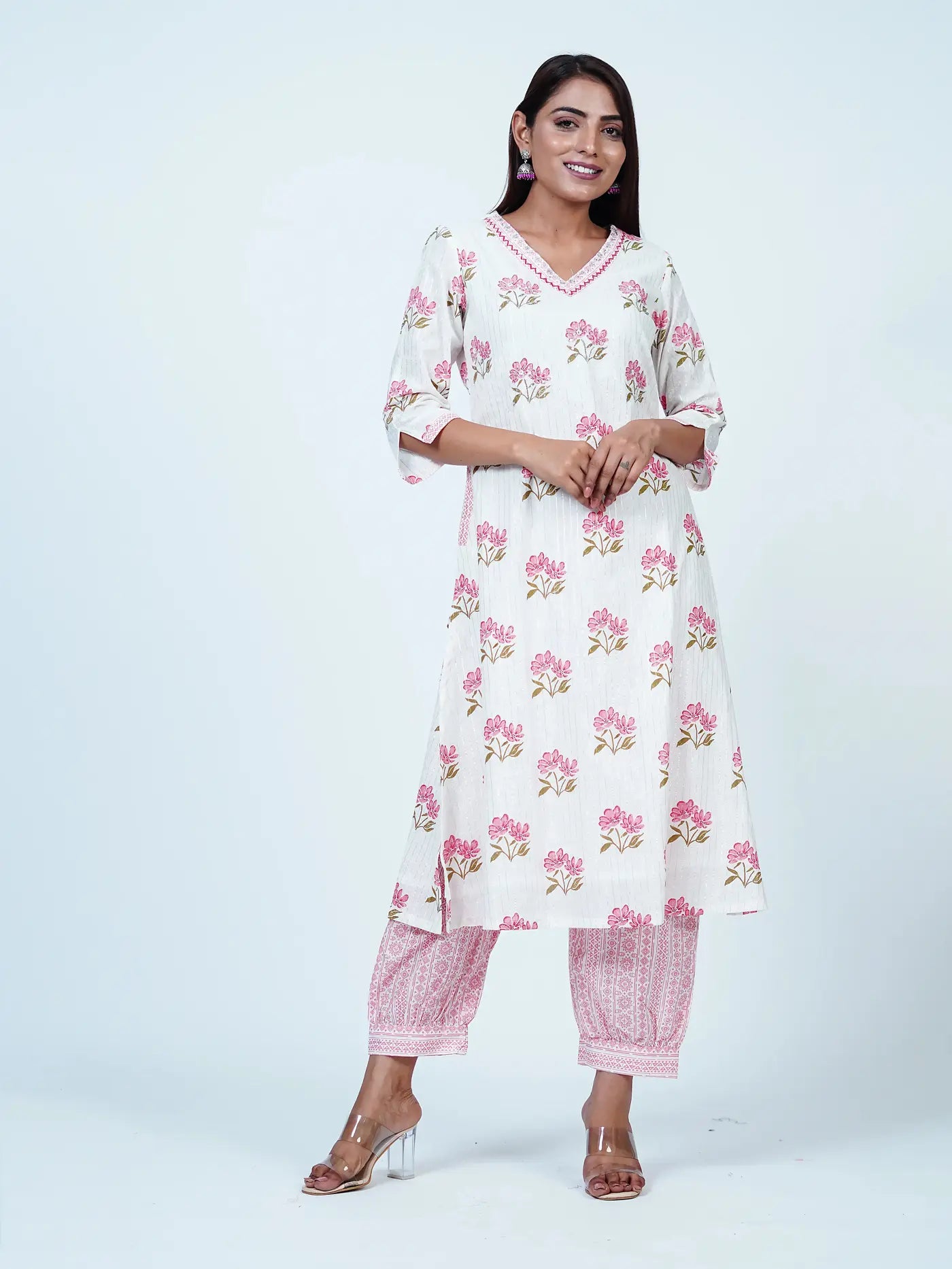 Buy Black Kurta Muslin Floral Mandarin Collar Pattern And Salwar Set For  Women by Bairaas Online at Aza Fashions.