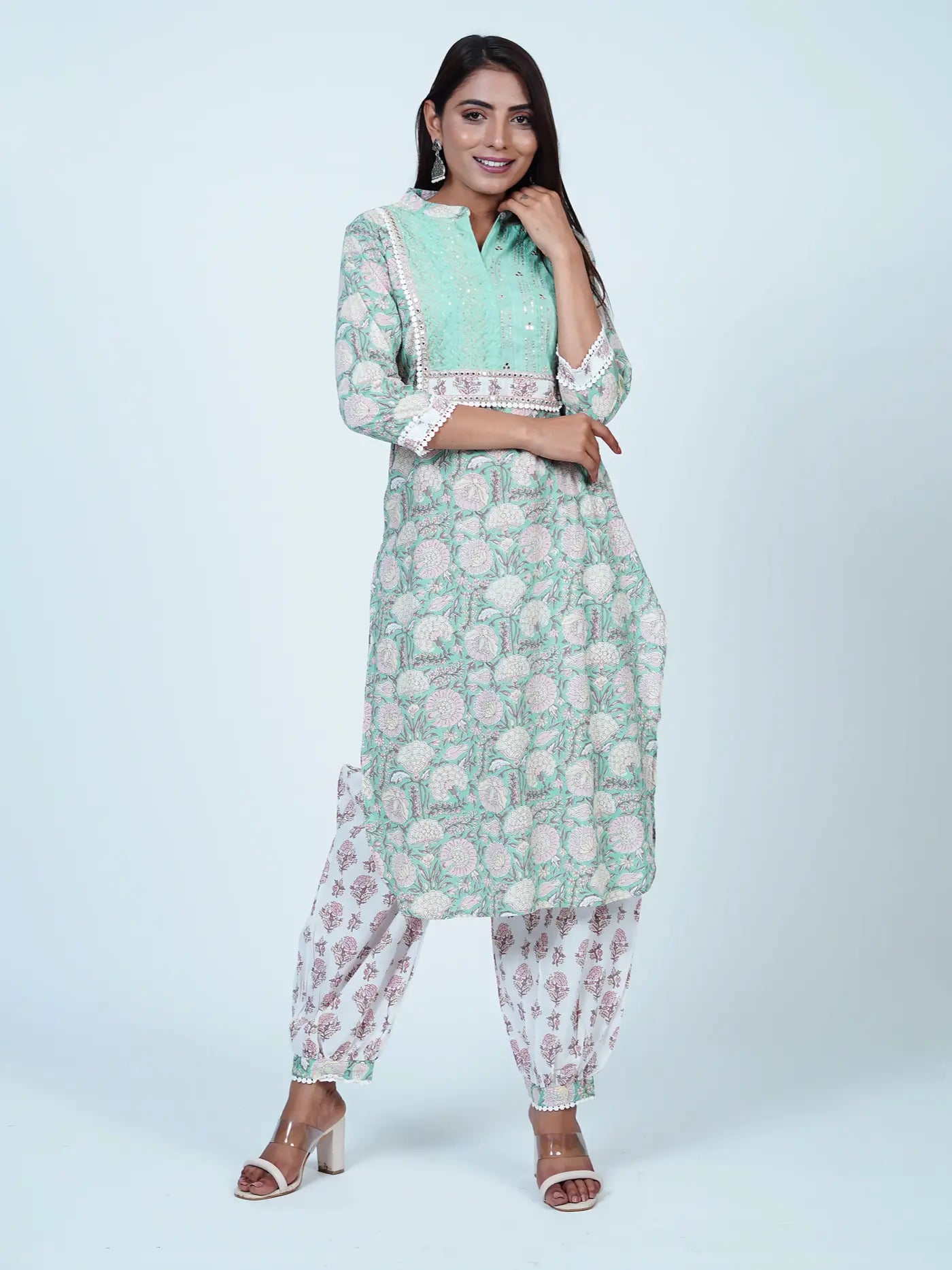 Stylish Rayon Casual Afghani Salwar Suit In Cyan Color