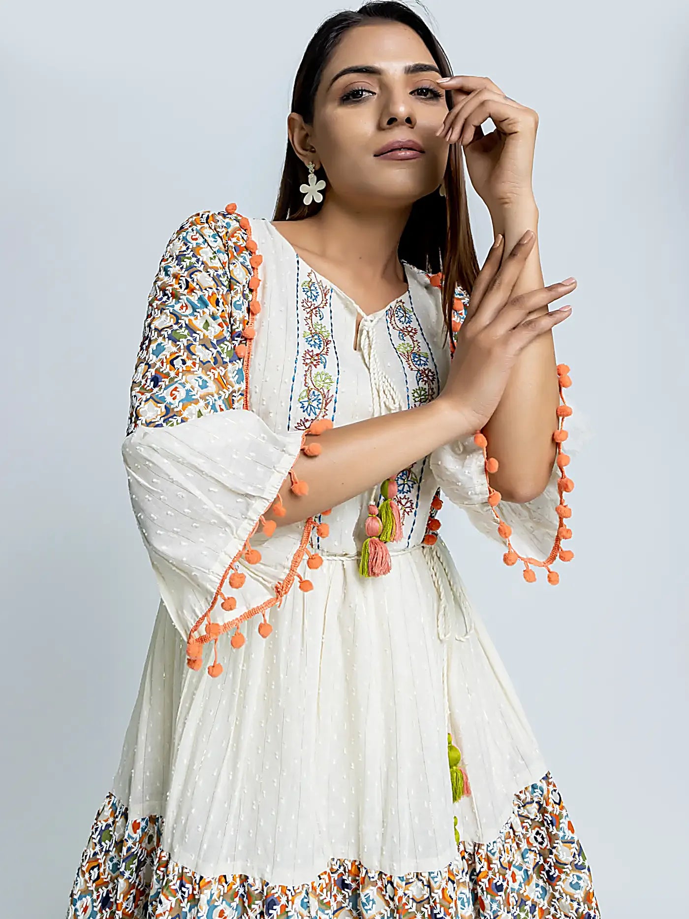 Short white clearance embroidered dress