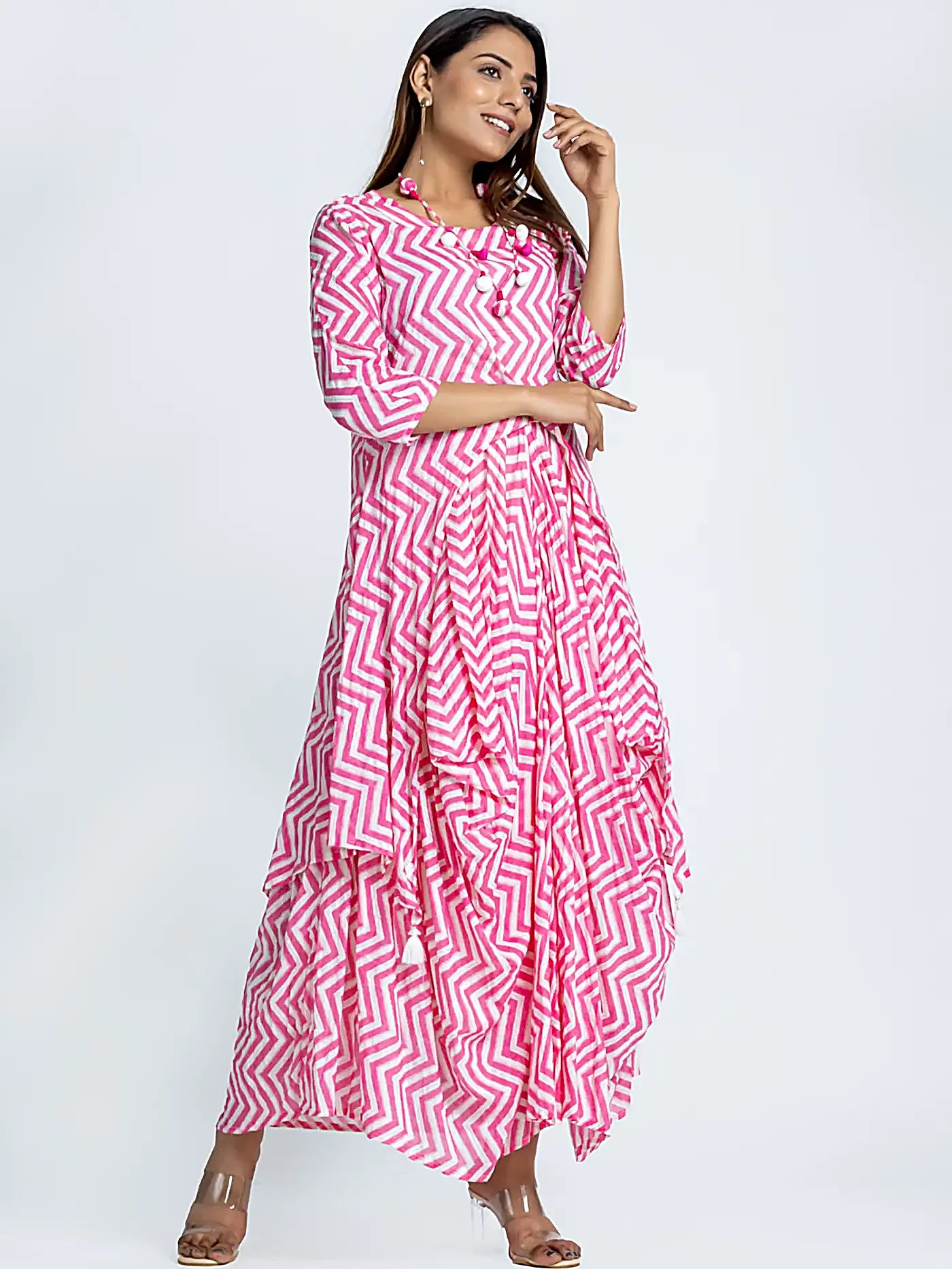 Draped dhoti dress by Myoho by Kiran and Meghna | The Secret Label